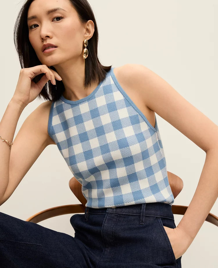 Gingham Halter Shell | Ann Taylor
