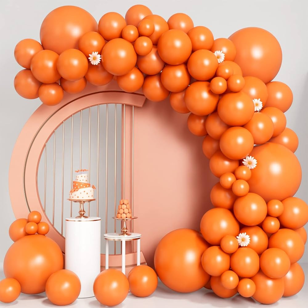 Orange Balloons 100pcs Orange Balloon Garland Arch Kit 5/10/12/18 Inch Different Sizes Orange Mat... | Amazon (US)