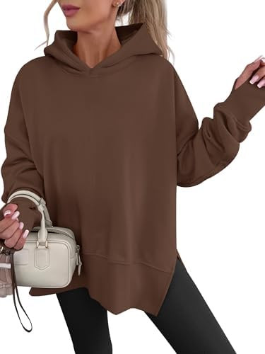 ANRABESS Womens Oversized Hoodies Long Sleeve Fleece Side Slit Hooded Sweatshirts Pullover 2026 F... | Amazon (US)