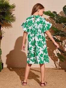 SHEIN Girls Floral Print Peter-pan Collar Flounce Sleeve Smock Dress
   SKU: sk2112076488112830  ... | SHEIN