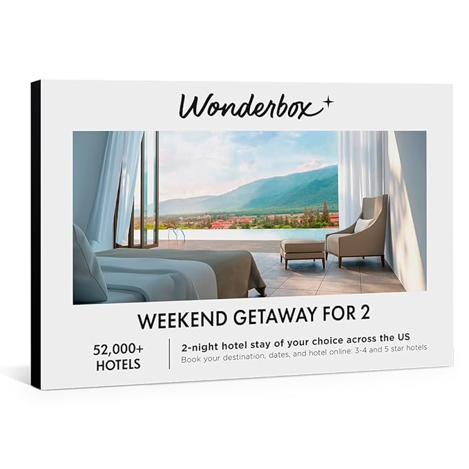 Wonderbox - Experience Gift – Weekend Getaway for 2 –2 Hotel Nights for 2 People, Up to 52 00... | Amazon (US)