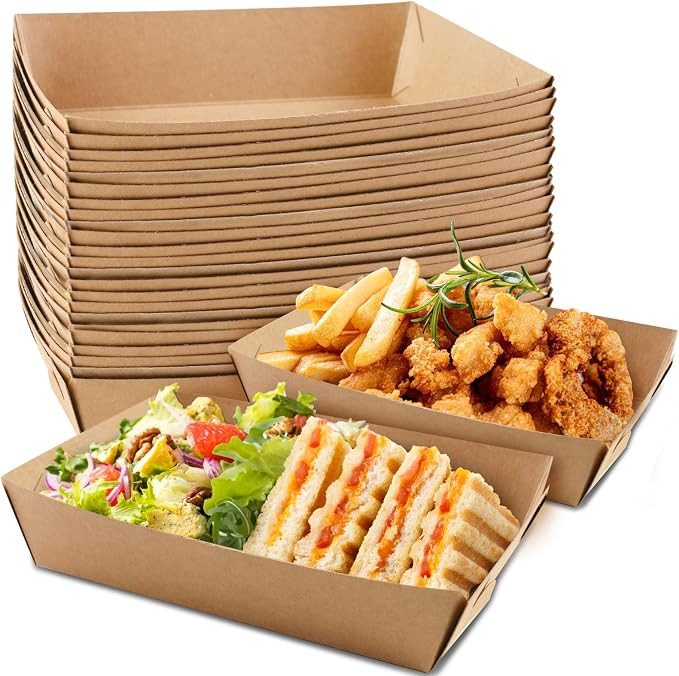 HAKACC 50 Pack Paper Plates, Kraft Disposable Food Trays, Oilproof Party Plates for BBQ Birthday ... | Amazon (UK)