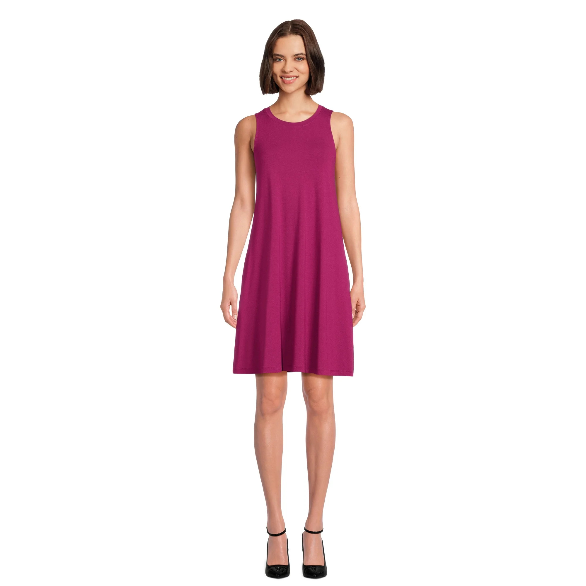 Time and Tru Women's Sleeveless Knit Swing Dress | Walmart (US)
