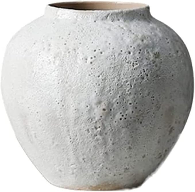 HH-CC Vase Desktop White Ceramic Vases Retro Rough Clay Pot Dried Flower Vases Table Top (Size : ... | Amazon (US)