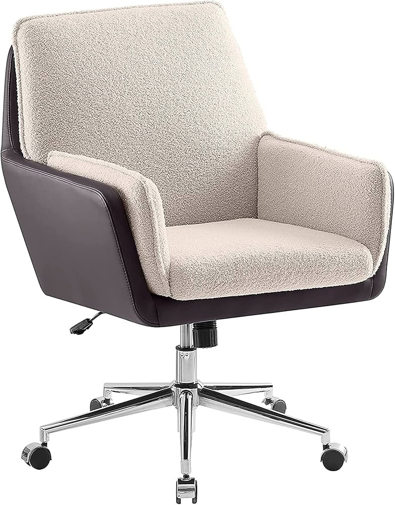 Linon Mabry Dark Brown Faux Leather Body and Cream Cushion Adjustable Swivel Office Chair, Brown ... | Amazon (US)