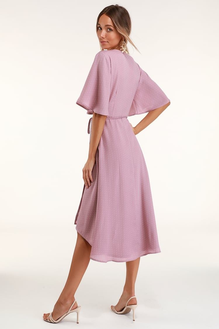 Farah Mauve Print Midi Wrap Dress- Spring Fashion | Lulus (US)