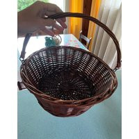 Vintage Wicker Gathering Basket With Handle Ratan Storage Picnic Farmhouse Decor Flower | Etsy (US)