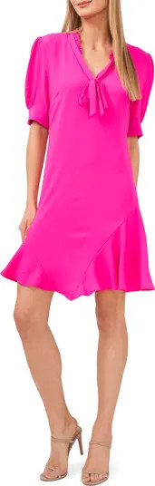 Tie Neck Ruffle Minidress | Nordstrom