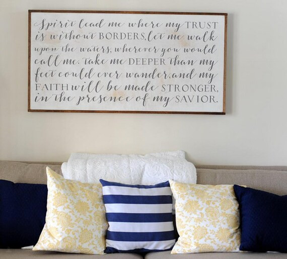 Signs / Large wall art / Wall hanging / spirit lead me where my trust is without boarders script ... | Etsy (US)