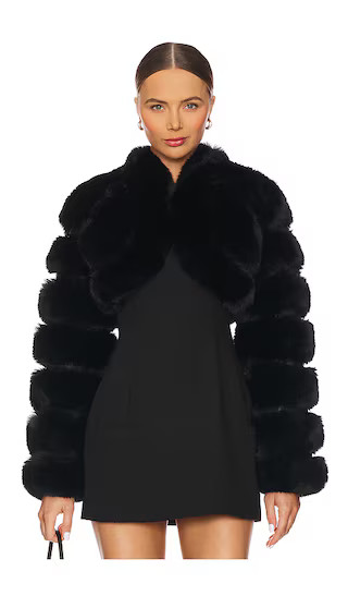x REVOLVE Faux Fox Fur Short Jacket in Black | Revolve Clothing (Global)