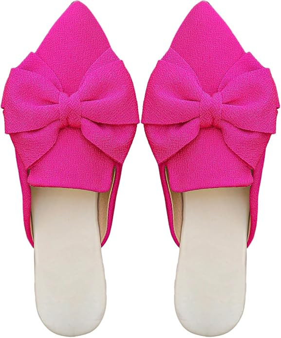 Verdusa Mules for Women Bow Dressy Pointed Toe Flat Shoes Backless Loafers Slide Sandals Casual S... | Amazon (US)