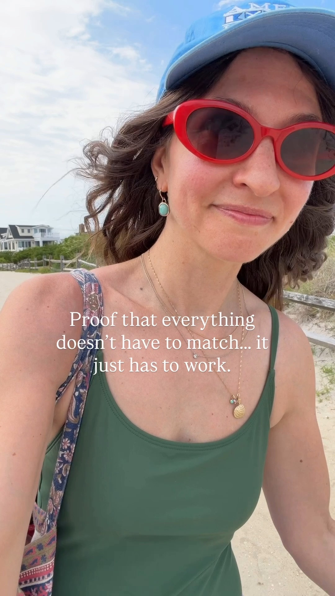 I’ve officially decided my summer wardrobe doesn’t need to match. It just needs to make me happy.

Olive + lavender + red shouldn’t necessarily work… and yet here we are. 😂

I think one of the easiest ways to make your wardrobe feel more you is to stop worrying so much about whether everything goes together and start paying attention to whether you like how it feels together.

Give me all the unexpected color combinations.

#LTKootd #LTKSwim #LTKTravel