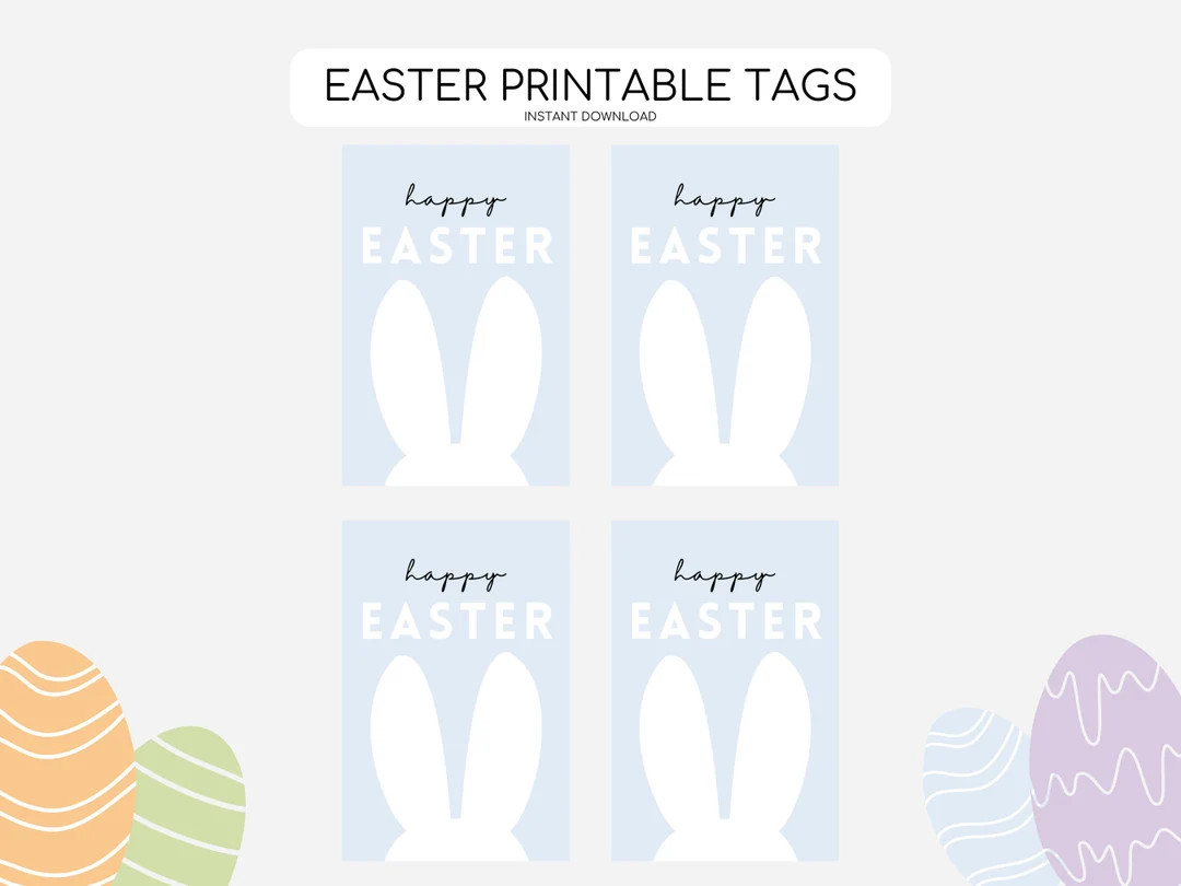 Printable Easter Bunny Tag, Bunny Tag, Easter Rabbit Gift Label, Bunny Printable Tag, Instant Dow... | Etsy (US)