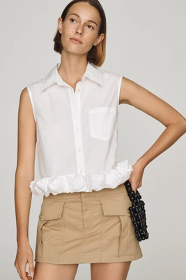 Maeve Cotton Ruffle Buttondown Shirt | Anthropologie (US)