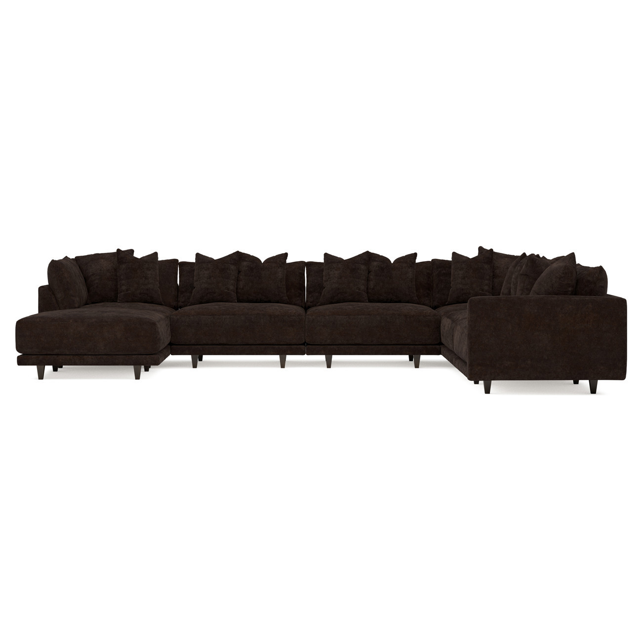 Toulouse Dark Chocolate Modular 7-Piece Corner Sectional With Ottoman - Left End - 166 | Kathy Kuo Home