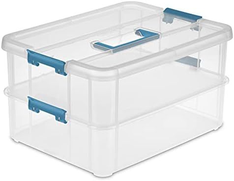 Amazon.com - Sterilite 14228604 Stack & Carry 2 Layer Handle Box, 1 - Pack - | Amazon (US)