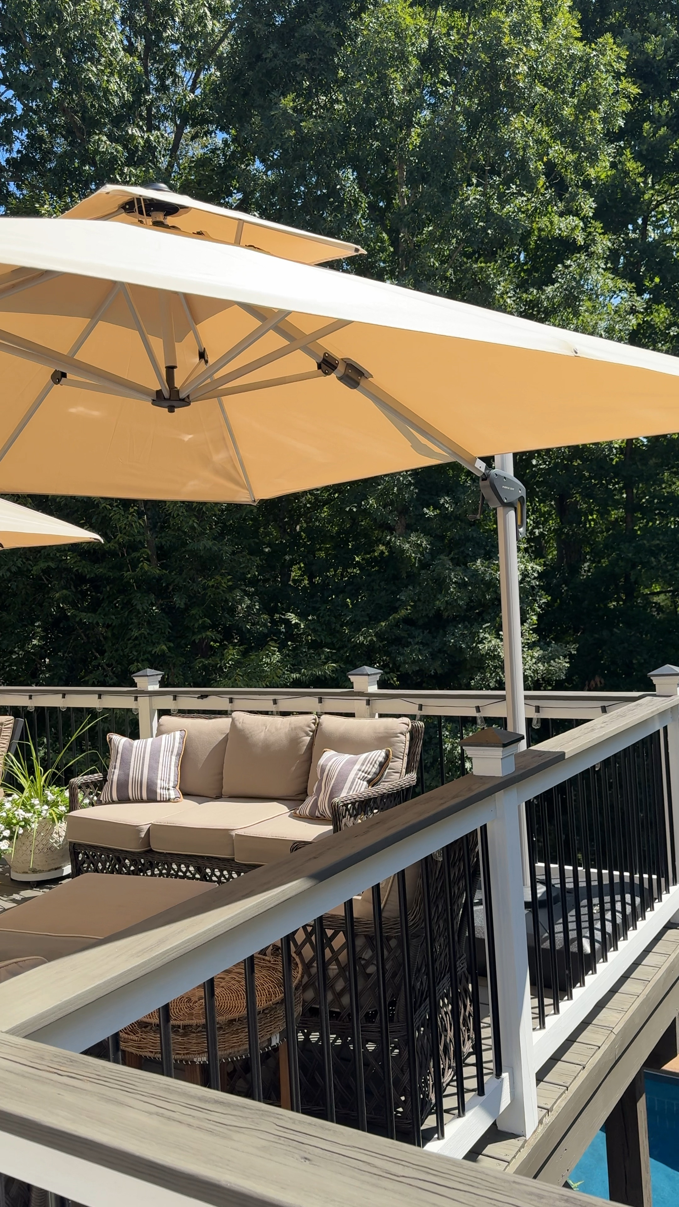 The best outdoor patio umbrellas. Large 10x10 square cantilever overhang design. 360 degree rotation to shade where you need it most throughout the day. 

#LTKHome #LTKSeasonal