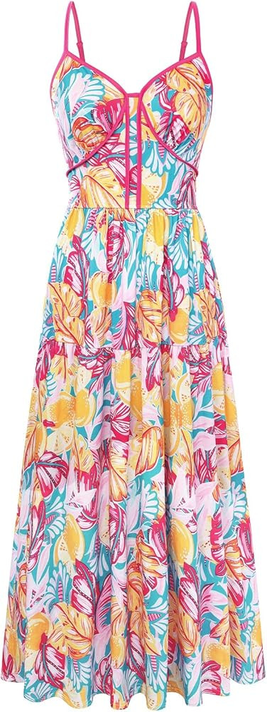 GRACE KARIN Summer Dresses for Women 2026 Beach Vacation Floral Sundresses Casual Boho Flowy Maxi... | Amazon (US)