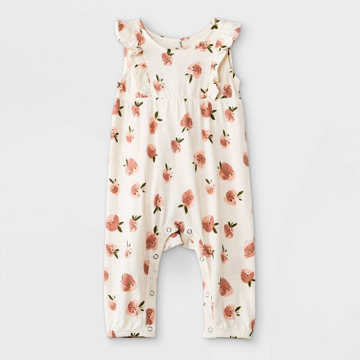 Grayson Mini Baby Girls' Strawberry Ruffle Romper - White | Target
