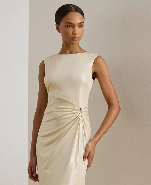 Lauren Ralph Lauren Women's Buckle-Trim Metallic Gown - Macy's | Macy's