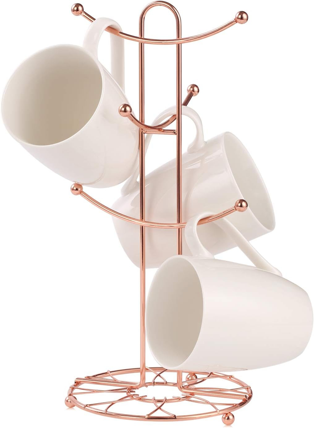 Buruis Mug Rack Tree, Decorative Flower Pattern Base Metal Mug Holder, Kitchen Coffee Mug Tree Co... | Amazon (US)