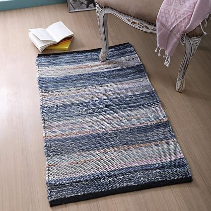 100% Cotton Rag Rug 2x3' Washable, Multicolor Denim Chindi Rug - Hand Woven & Reversible for Livi... | Amazon (US)