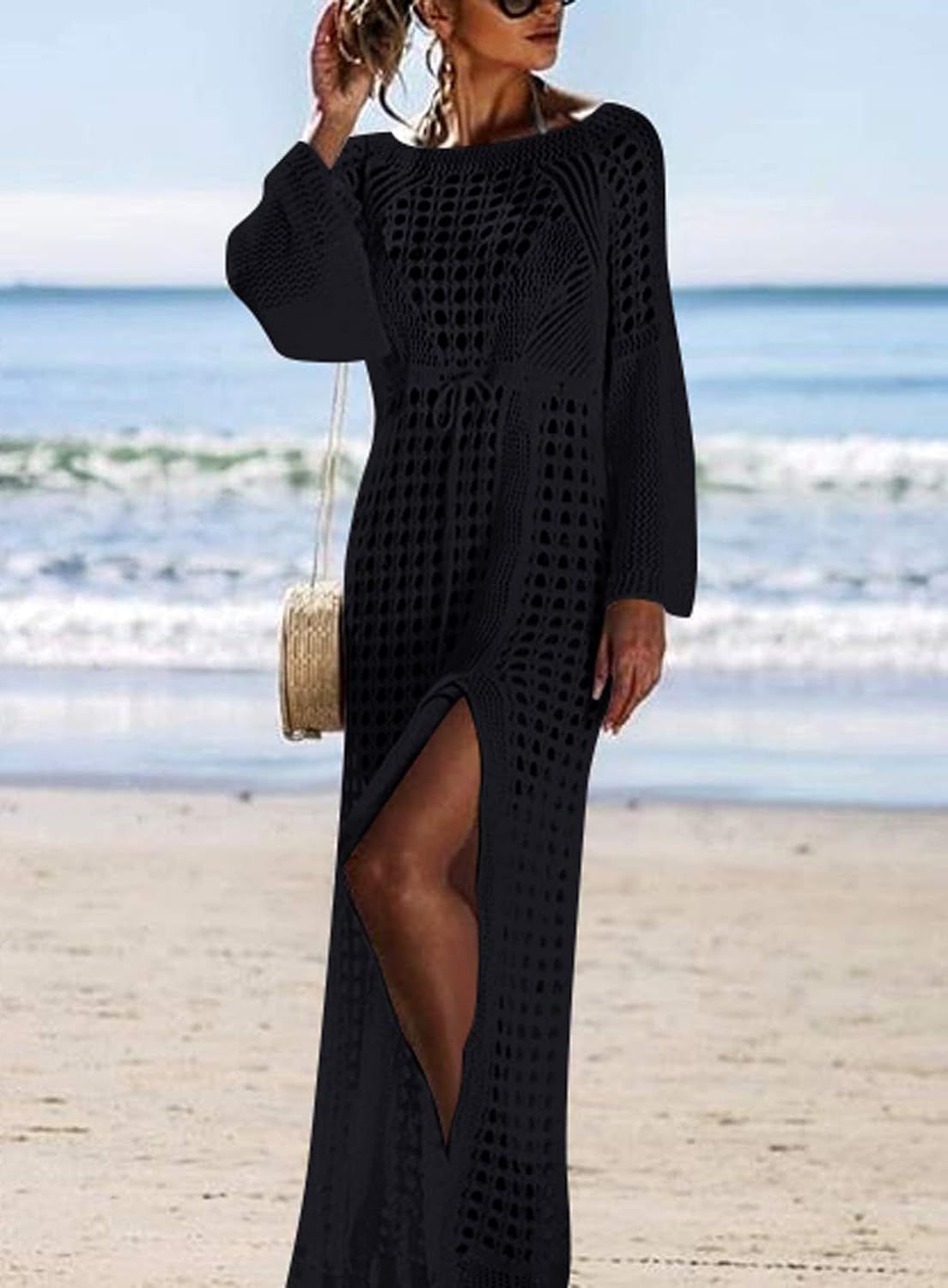 Wander Agio Beach Tops Sexy Floral Cover Dresses Bikini Cover-ups Net Long Skirt | Amazon (US)