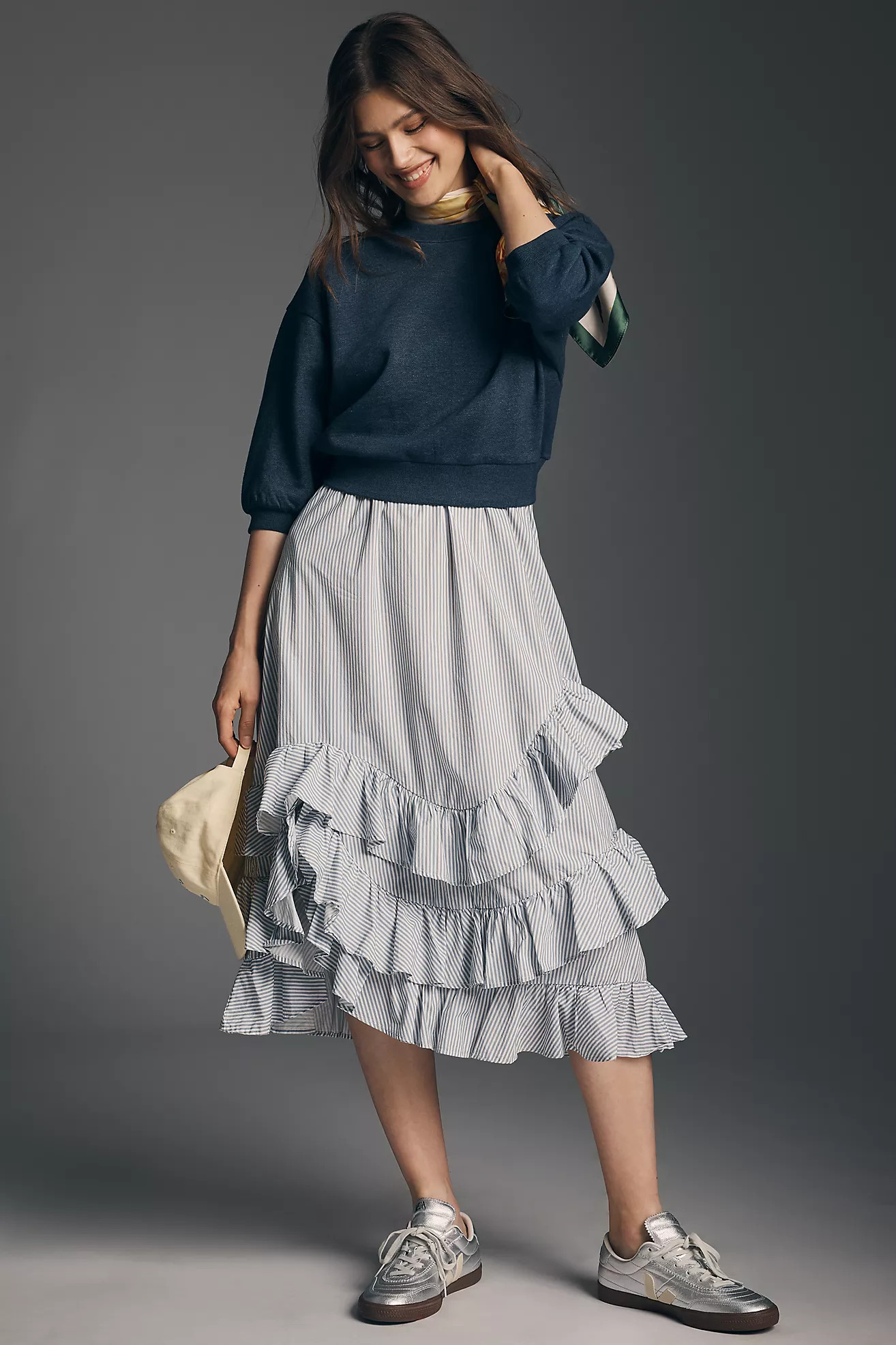 Maeve Twofer Ruffle Sweatshirt Dress | Anthropologie (US)