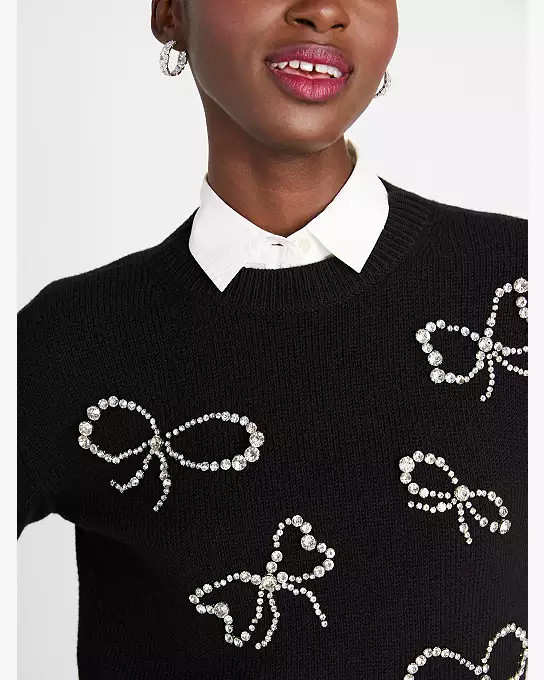 Rhinestone Bow Toss Sweater | Kate Spade (US)