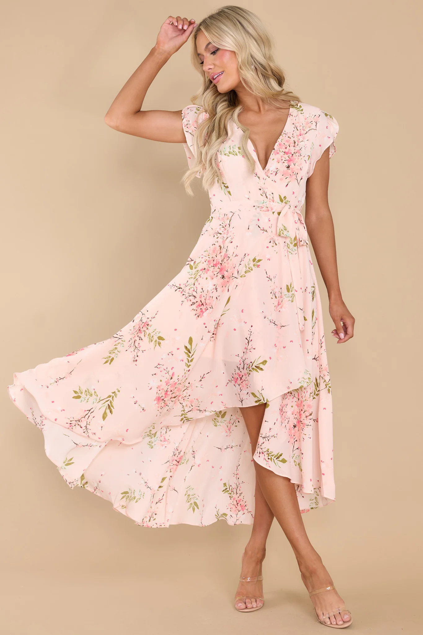 Marvelous Charm Blush Floral Print Maxi Dress | Red Dress 