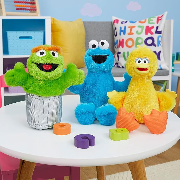 Sesame Street Friends Cookie Monster, Big Bird, and Oscar 8-inch 3-piece Sustainable Plush Stuffe... | Amazon (US)