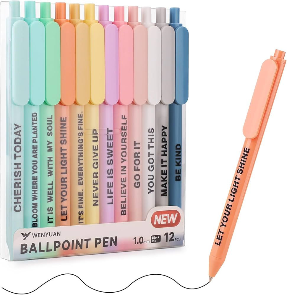 WY WENYUAN Funny Pens, Pastel Ballpoint Pens Bulk, Fine Point Smooth Writing, Cute Best Gift Pens... | Amazon (US)