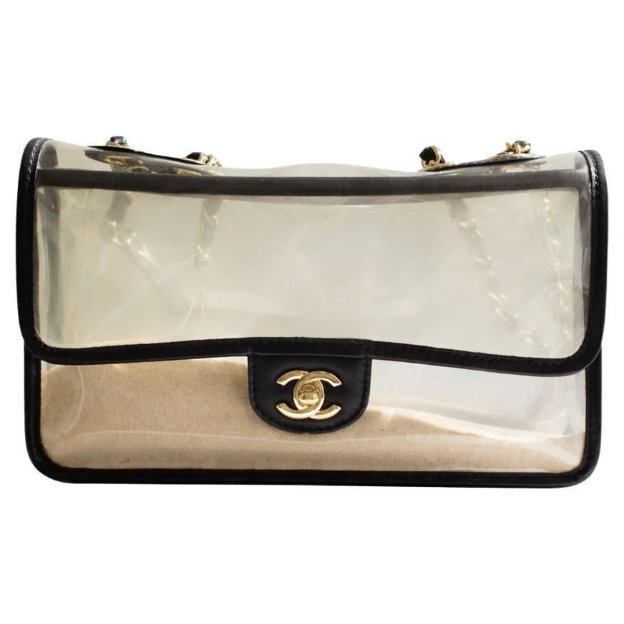 Chanel S/S 2019 By The Sea PVC Transparent Sand 19P Classic Flap Bag For Sale at 1stDibs | 1stDibs