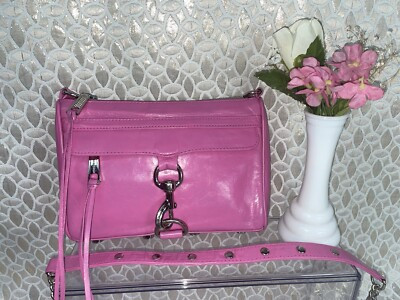 REBECCA MINKOFF pink leather Crossbody handbag Mini MAC purse designer bag | eBay AU