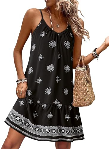 Dokotoo Dresses for Women 2026 Scoop Neck Boho Dress Spaghetti Strap Sleeveless Sexy Black Dresse... | Amazon (US)