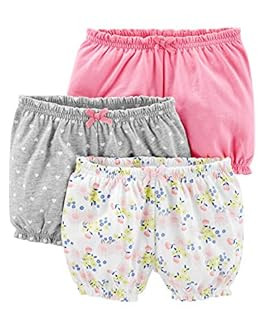 Simple Joys by Carter's Girls' 3-Pack Bloomer Short, Grey Hearts/Pink/White Floral, 6-9 Months | Amazon (US)