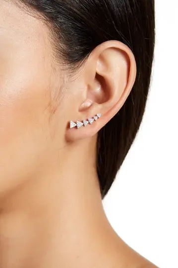 Sterling Silver Swarovski Crystal Accented Arrow Ear Climber Earrings | Nordstrom Rack