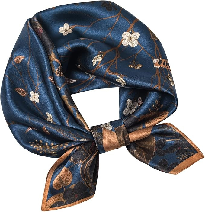 100% Mulberry Silk Scarf 25.6"x25.6" Square Women Neckerchief Headscarf - Lightweight Neck Scarf ... | Amazon (US)
