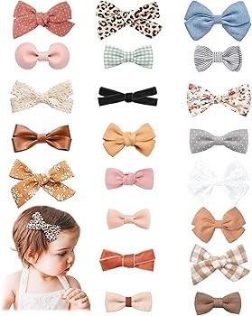 Jesries 21 Pack Baby Girls Hair Clips Bows Fully Lined Non Slip Barrettes for Fine Handmade Hair ... | Amazon (US)
