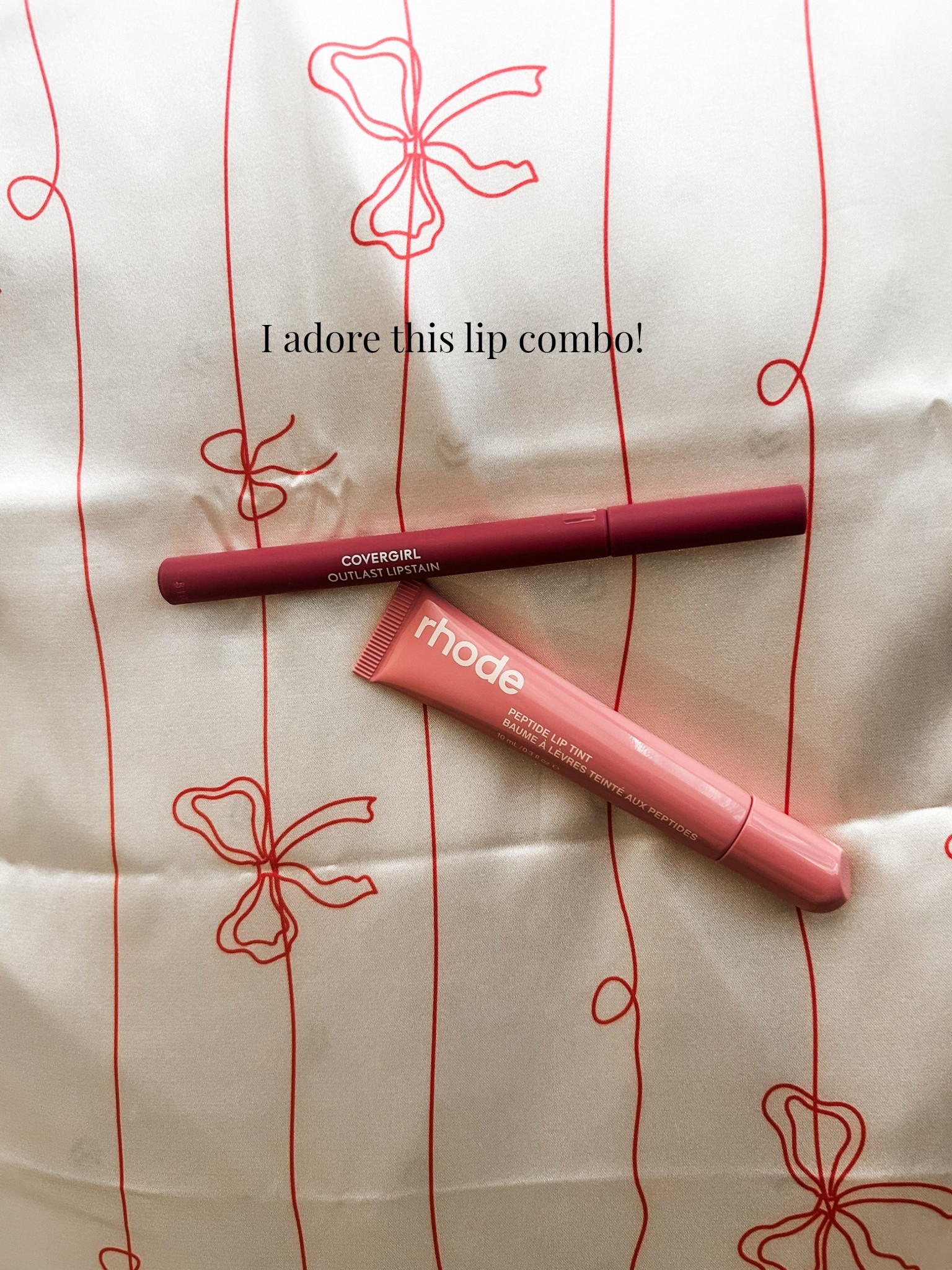 Covergirl outlast lip stain in Jazzberry 🍓 
Rhode peptide lip tint in ribbon 🎀 
Kitsch satin pillowcase with ribbon pattern 

Beauty gifts
Lip combo
Favorite makeup 
GRWM 
Get ready with me 
Bedding 
Home decor 

#LTKselfcare #LTKBeauty #LTKgrwm