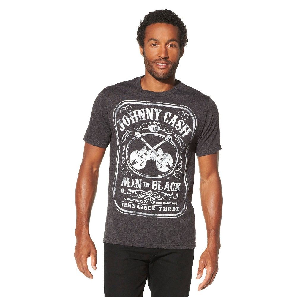 en's Johnny Cash an In Black Short Sleeve Graphic T-Shirt - Charcoal Heather | Target