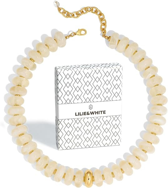 LILIE&WHITE Resin Chunky Beaded Necklace for Women Minimalistic Modern Statement Necklace Jewelry Accessories | Amazon (US)