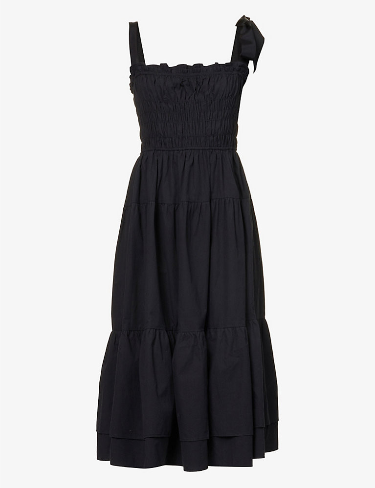 Pirro shirred-bodice cotton midi dress | Selfridges