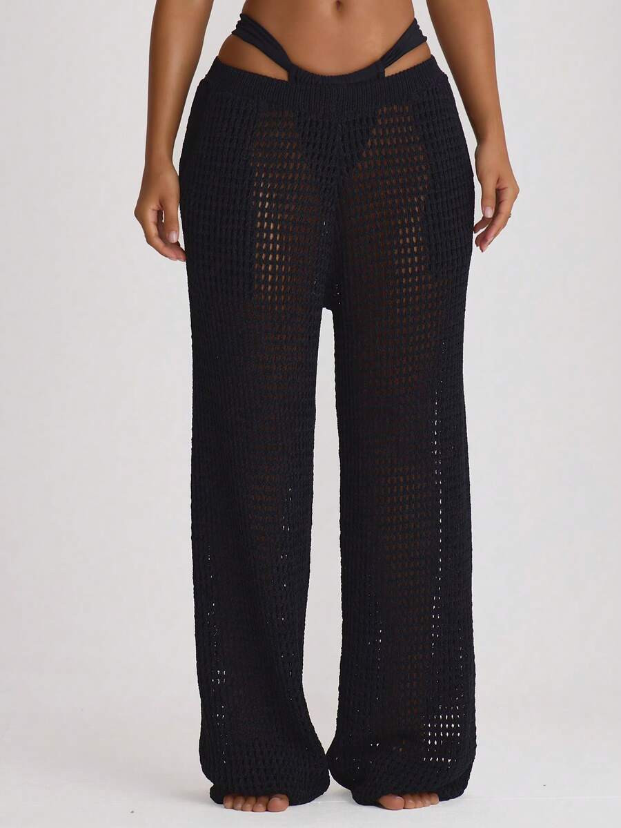 Musera Resort Crochet Knit Wide Leg Cover Up Trousers Swim Vacation Holiday Summer Travel Beachwe... | SHEIN