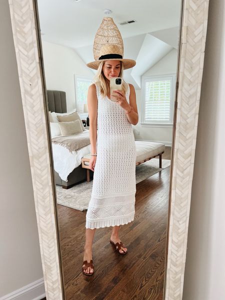 crochet maxi sweater-dress coverup perfect for brides or your next beach vacation. I’m wearing an XS and it comes in 3 colors 

Swim, travel, favorite hat 

#LTKtravel #LTKswim #LTKSeasonal