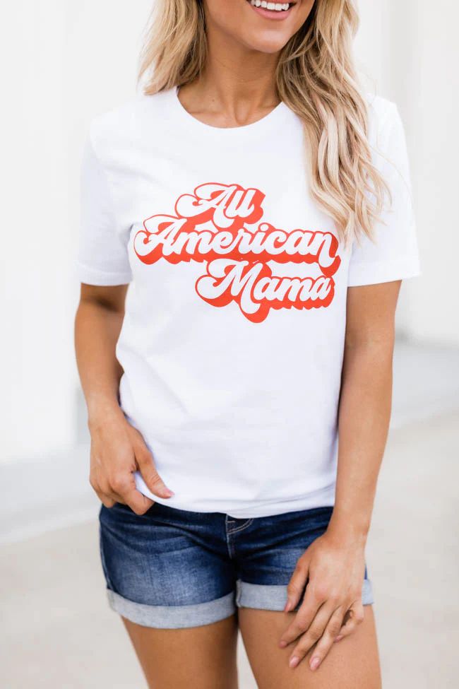 All American Mama Retro Graphic Tee White | The Pink Lily Boutique