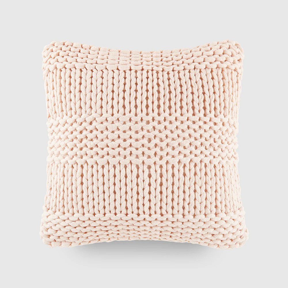 Chunky Knit Throw Pillow Cover and Insert | Linens and Hutch