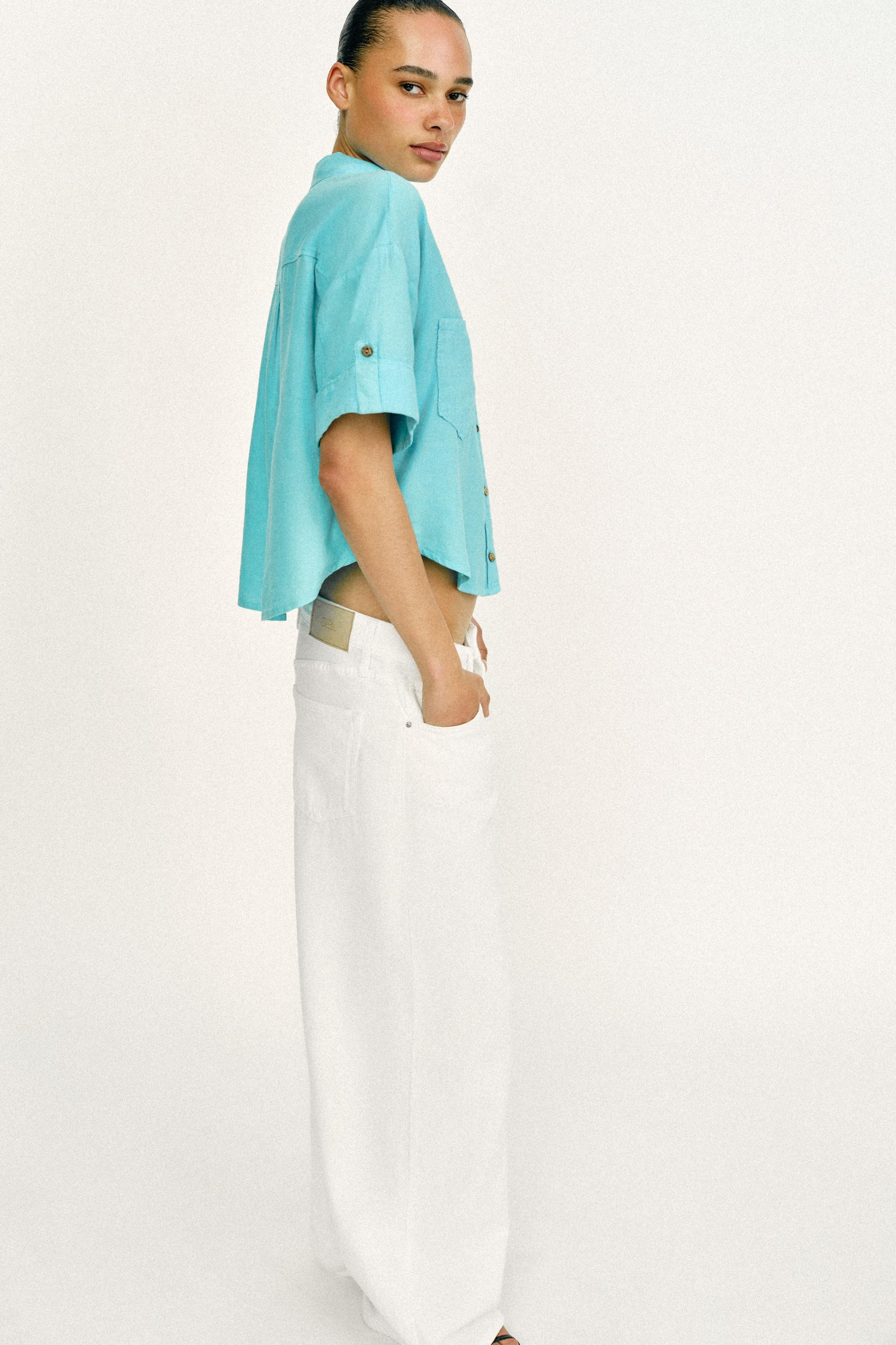 LINEN BLEND SHORT SHIRT | Zara US