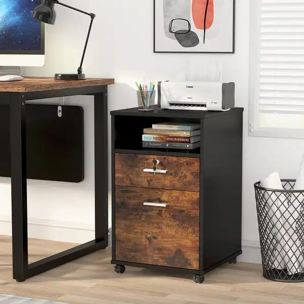 2 Drawer Mobile File Cabinet with Lock Printer Stand with Rolling Wheels - Bed Bath & Beyond - 34... | Bed Bath & Beyond