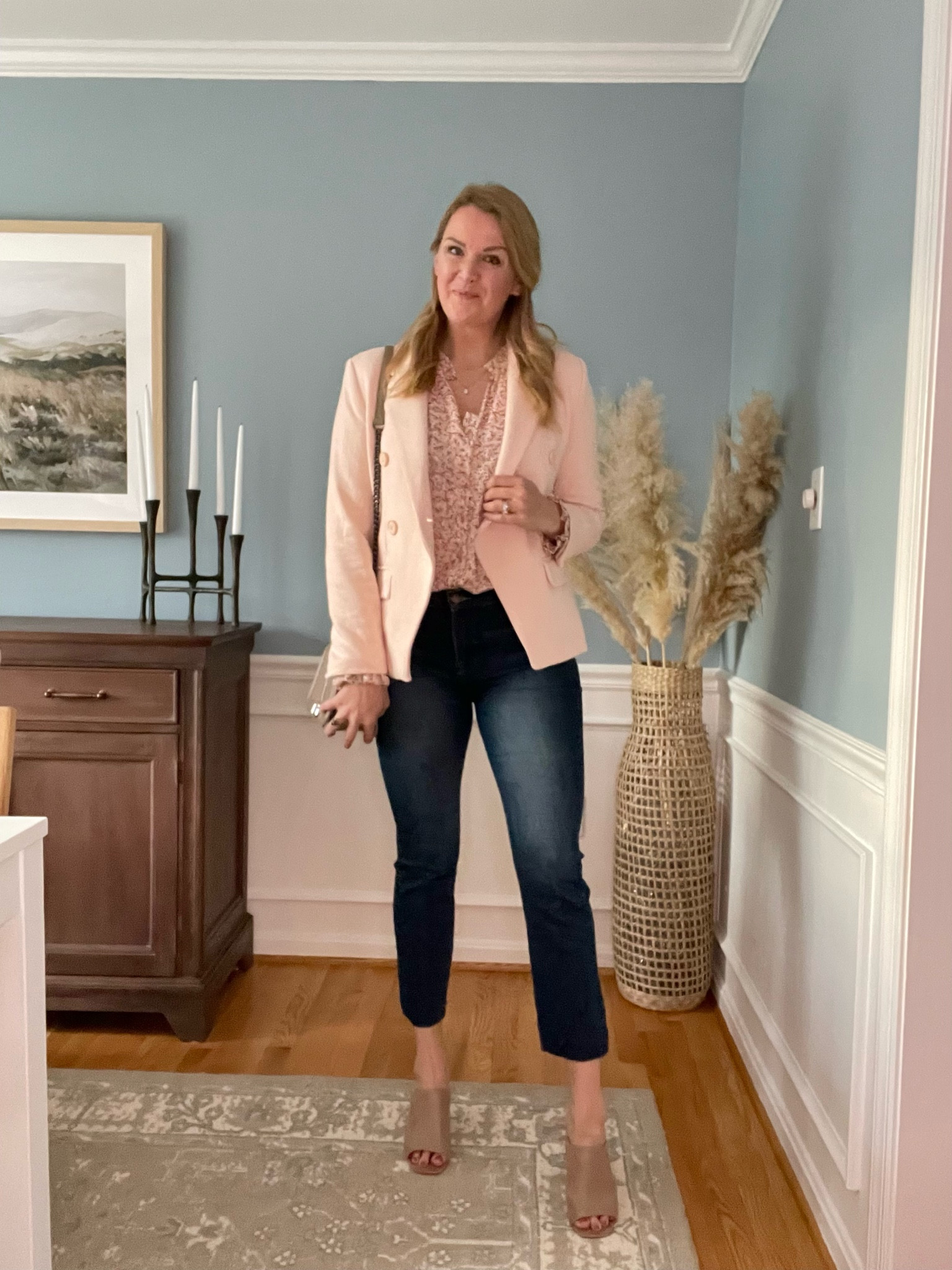 What to wear for happy hour 

Pink blush blazer, floral peasant top & blue denim fit true to size. Denim has good stretch so you may want to size down for a tighter fit. If you have broad shoulders or a larger chest I’d size up in the blazer

Use code SARAHCAMILLE10 for 10% off.

#LTKunder50 #LTKSeasonal #LTKstyletip